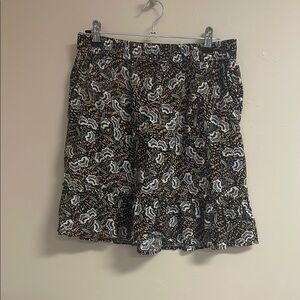 Rachel Zoe Black and Brown Floral Linen Mini Skirt